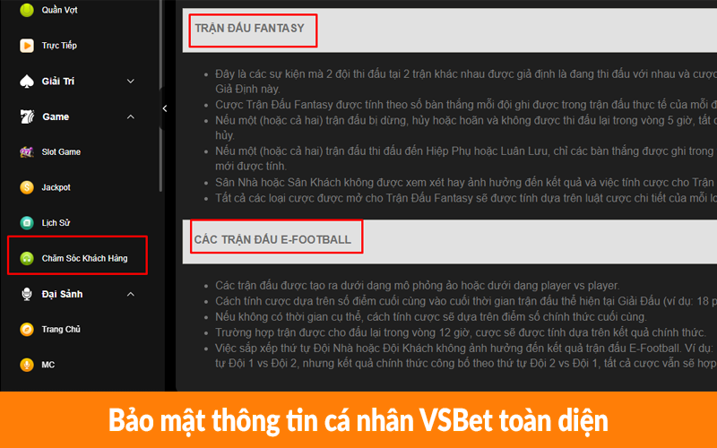 Bảo mật thông tin cá nhân VSBet toàn diện