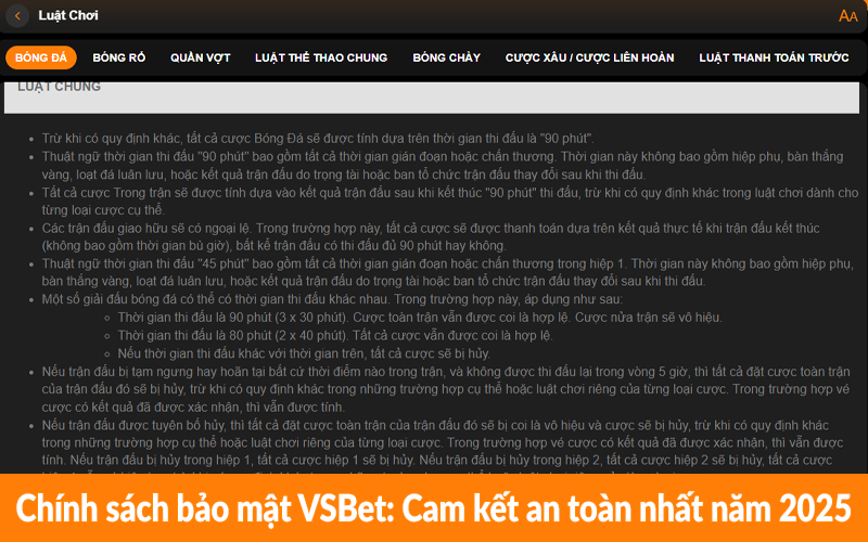 Chính sách bảo mật VSBet: Cam kết an toàn nhất năm 2025
