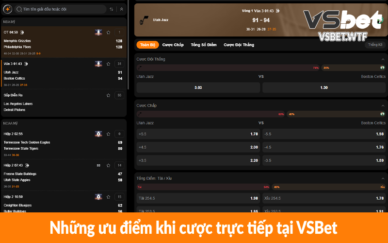 Những ưu điểm khi cược trực tiếp tại VSBet